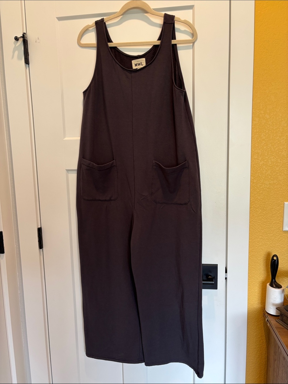 Madewell MWL Charcoal Gray Jumpsuit Wide Leg Sleeveless Pockets Size Medium EUC